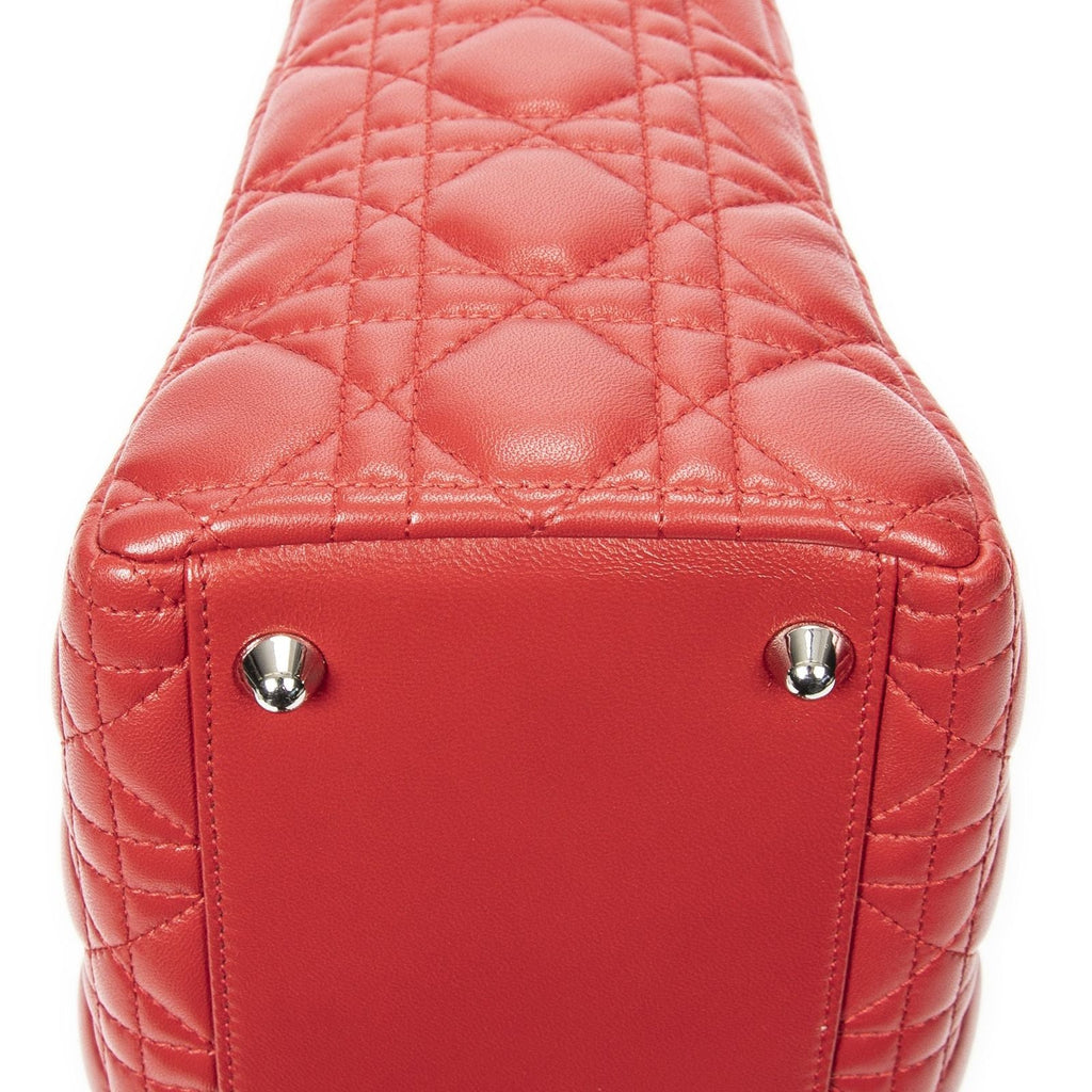Dior Large Lady Dior Zip Red Canada Lambskin Leather Handbag