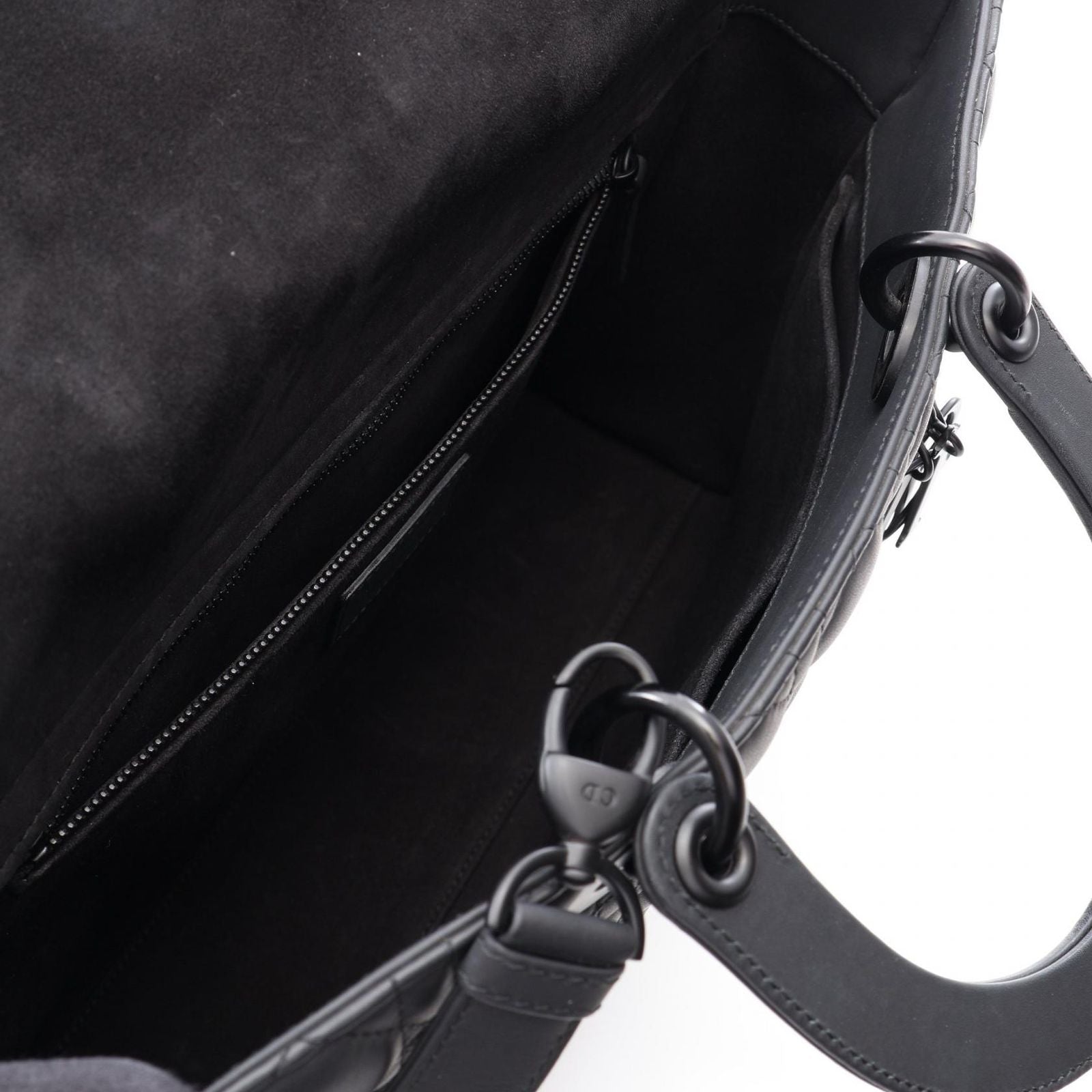 Dior Handbag Lady Dior Large Cannage Matte 2-Way Black Leather Lady Dior Tote