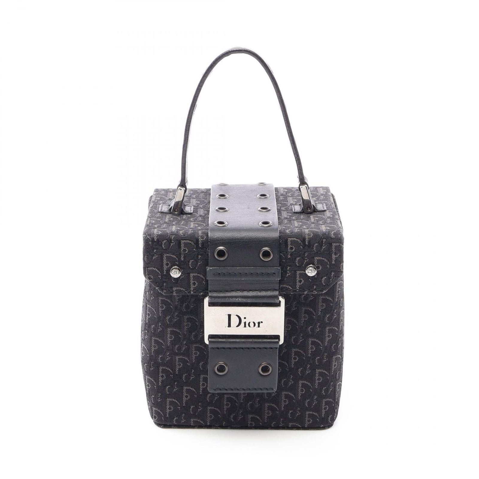 Dior Handbag Street Chic Trotter Black Canvas Leather Vanity