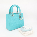 Dior Lady Cannage Leather 2-Way Handbag Blue