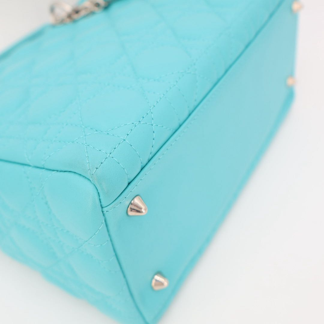 Dior Lady Cannage Leather 2-Way Handbag Blue