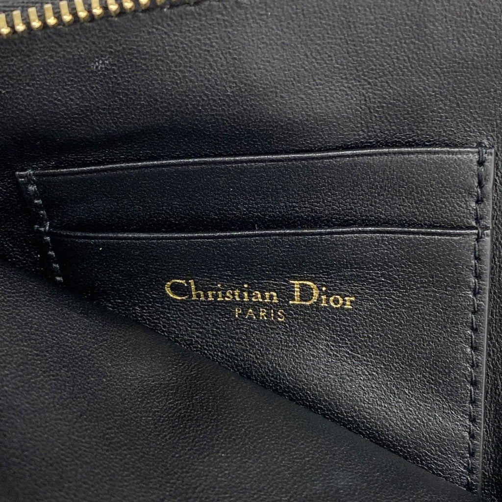 Dior Pochette Cannage Leather Black Gold Handbag