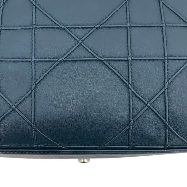 Dior Tote Granville Green Blue Cannage Handbag Leather Logo Charm Stitching