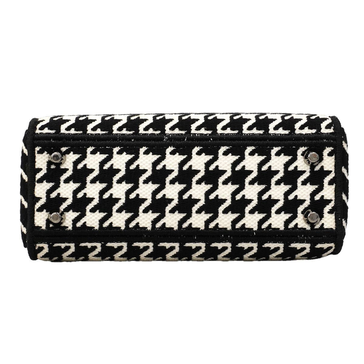 Dior Handbag Lady D Light Canvas White Black Silver 2-Way