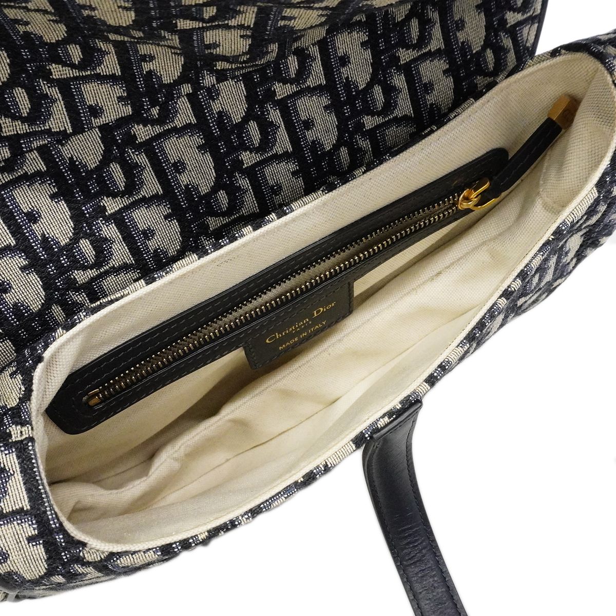 Dior Handbag Oblique Saddle Canvas Navy Gold