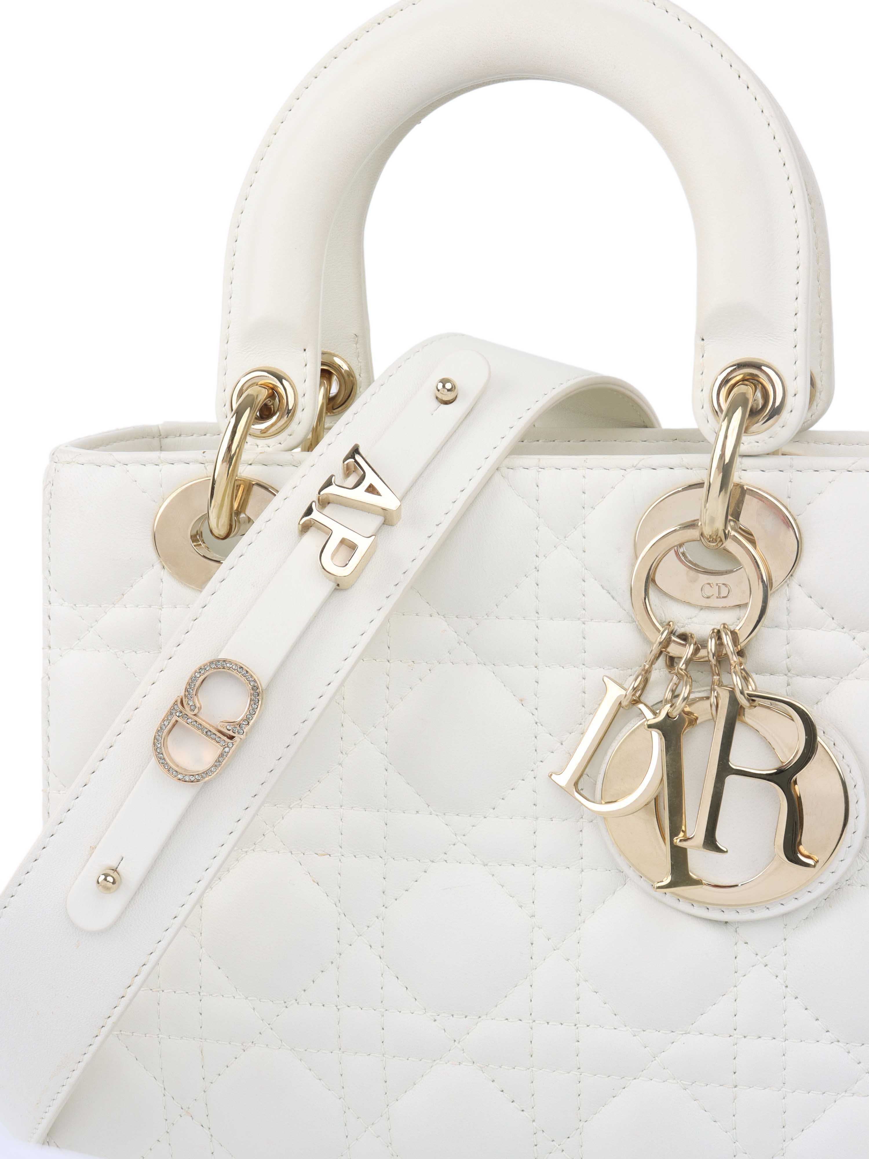 Dior White Small Lady Dior Bag Ghw