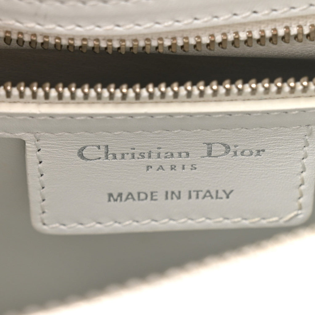 Calfskin Patch Embellished Medium Lady Dior White