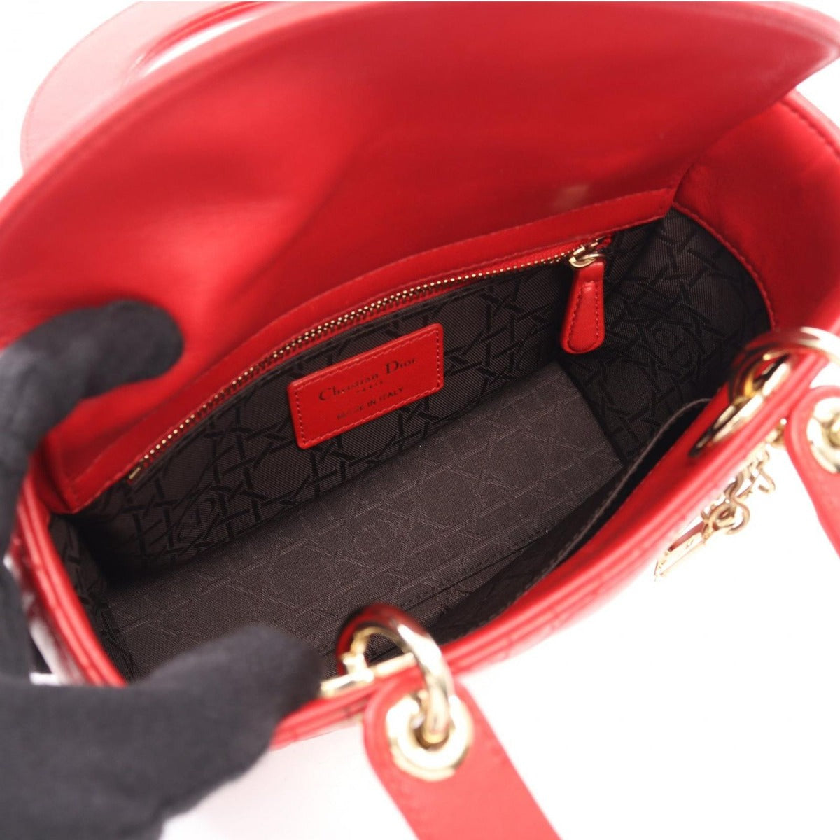 Dior Handbag Lady Dior MY Abcdior Small Cannage 2-Way Red Leather My Tote