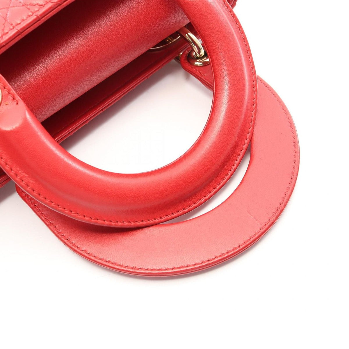 Dior Handbag Lady Dior MY Abcdior Small Cannage 2-Way Red Leather My Tote