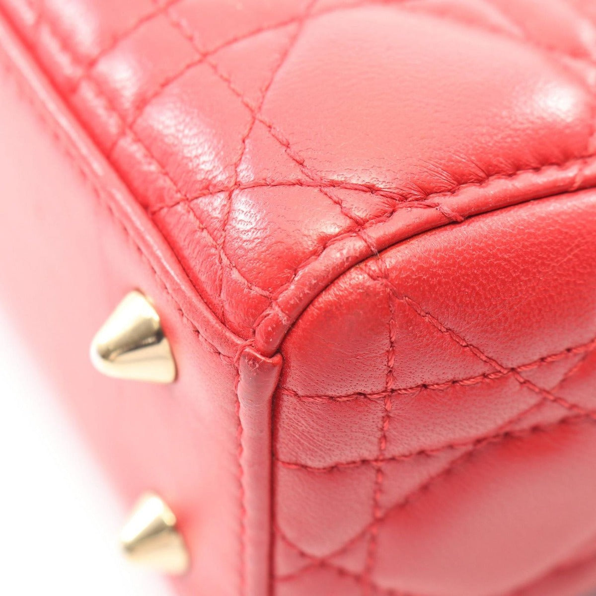 Dior Handbag Lady Dior MY Abcdior Small Cannage 2-Way Red Leather My Tote