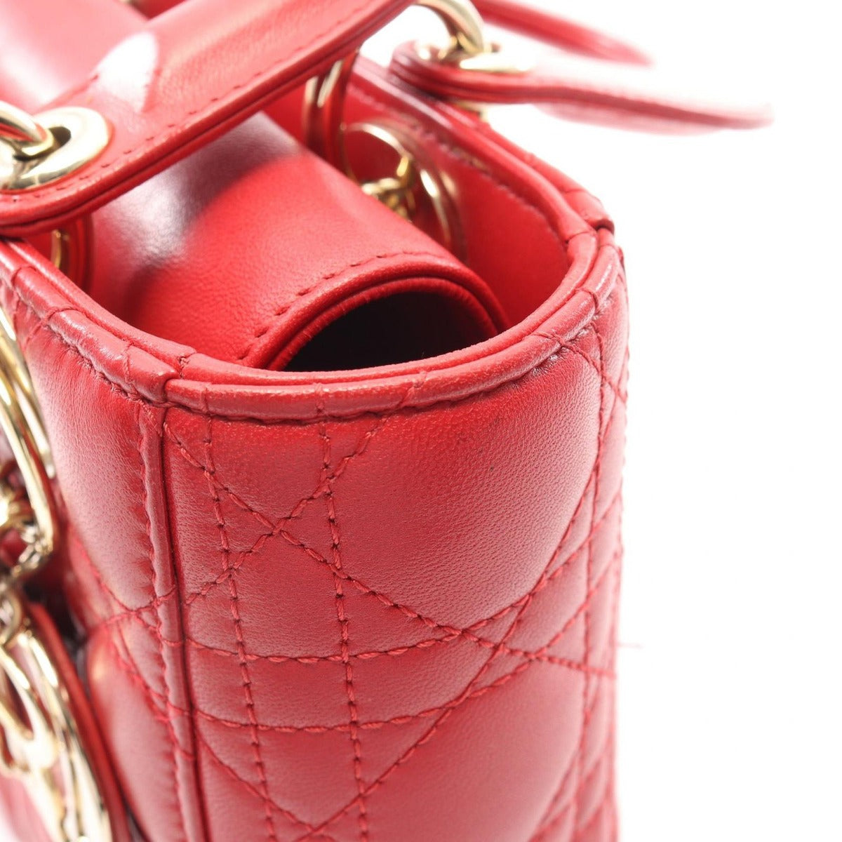 Dior Handbag Lady Dior MY Abcdior Small Cannage 2-Way Red Leather My Tote