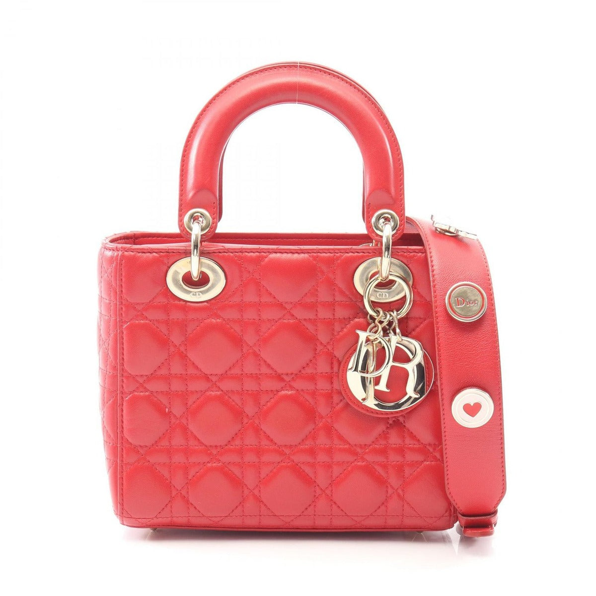 Dior Handbag Lady Dior MY Abcdior Small Cannage 2-Way Red Leather My Tote