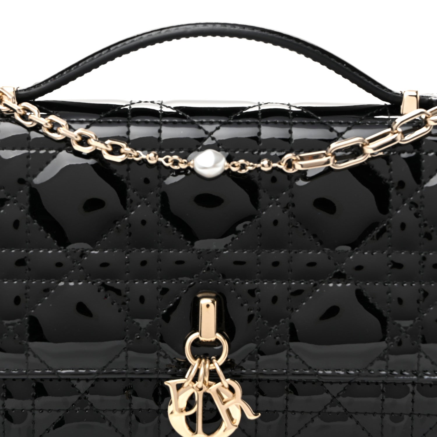 Patent Cannage Mini My Dior Bag Black
