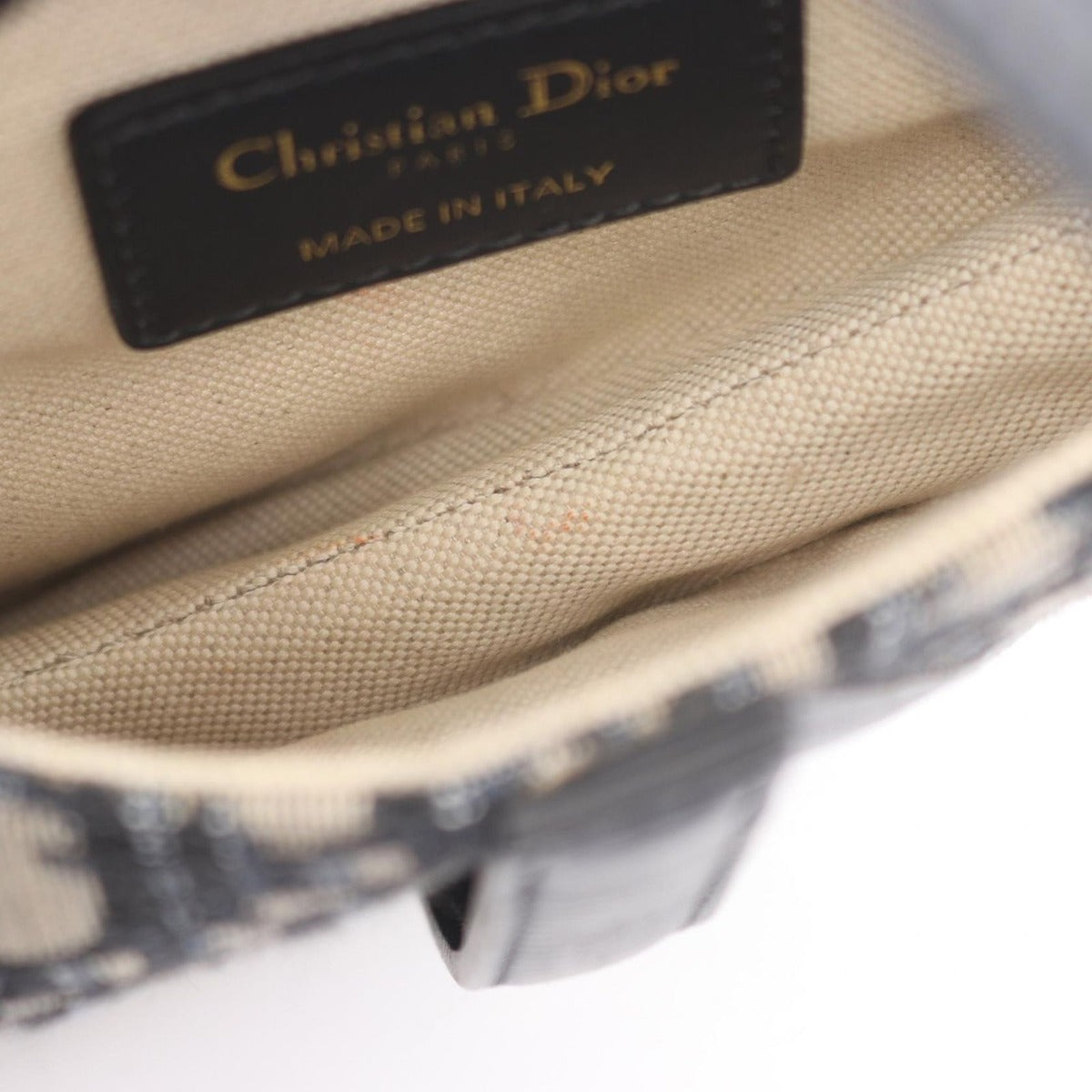 Dior Handbag Saddle Bag Mini Oblique Jacquard Navy Canvas Leather