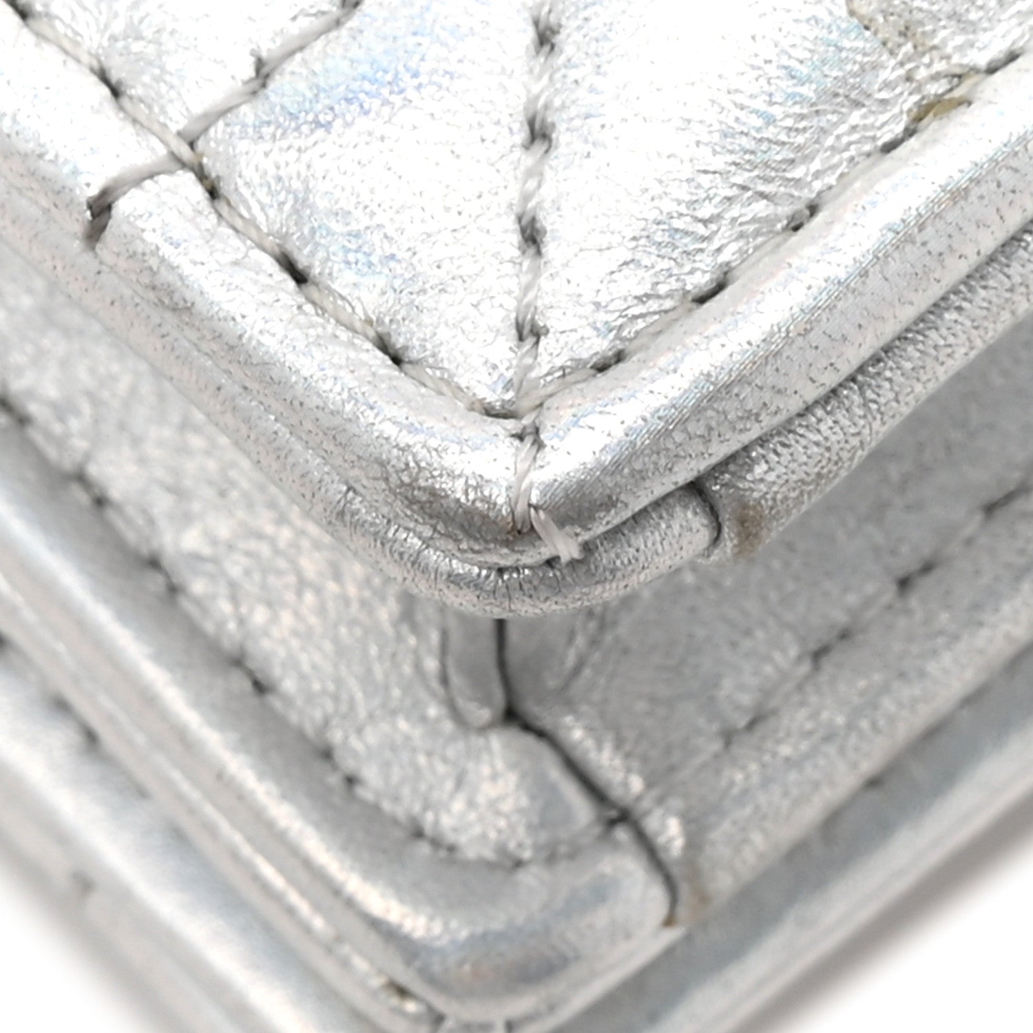 Iridescent Metallic Lambskin Cannage Mini My Dior Bag Silver