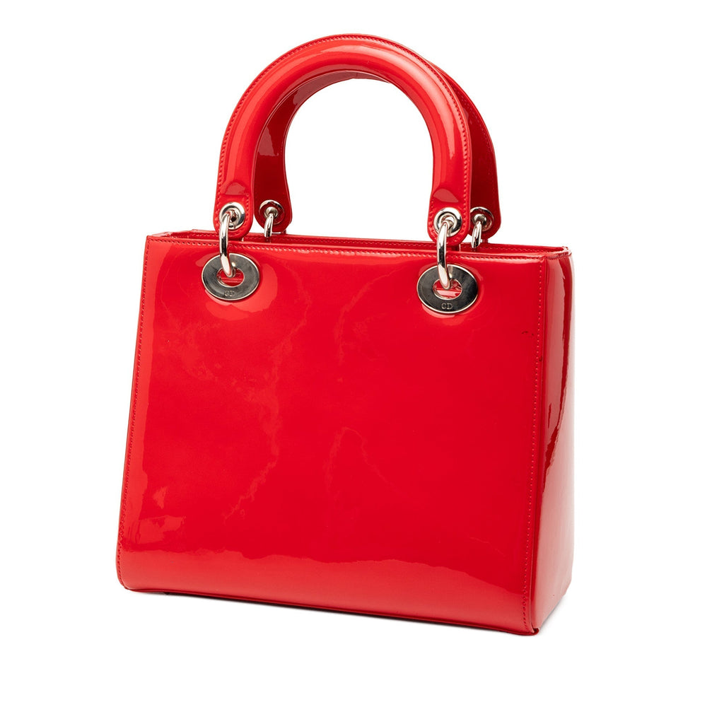 Dior Lady Dior Leather Handbag Red