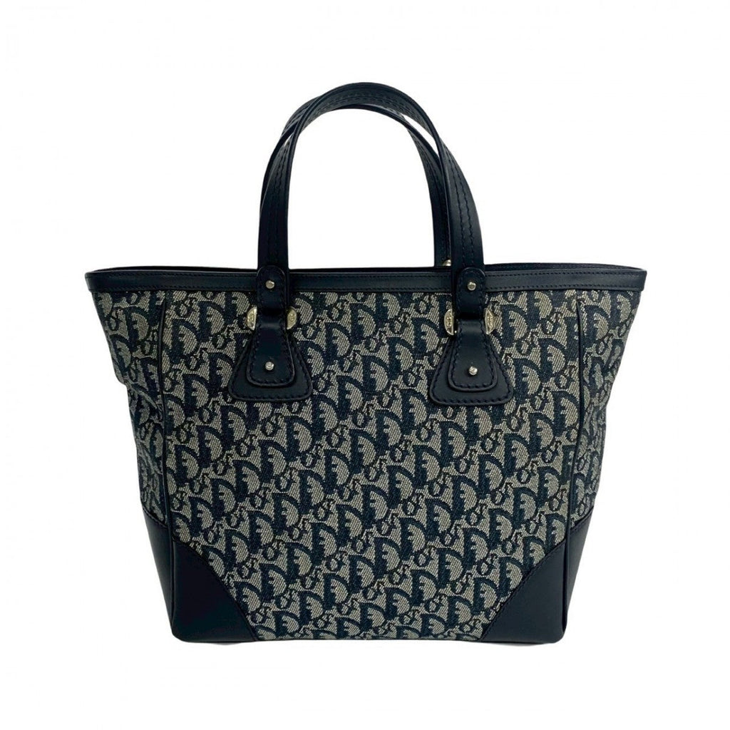 Dior Handbag Canvas, Leather Navy Trotter Pattern Women