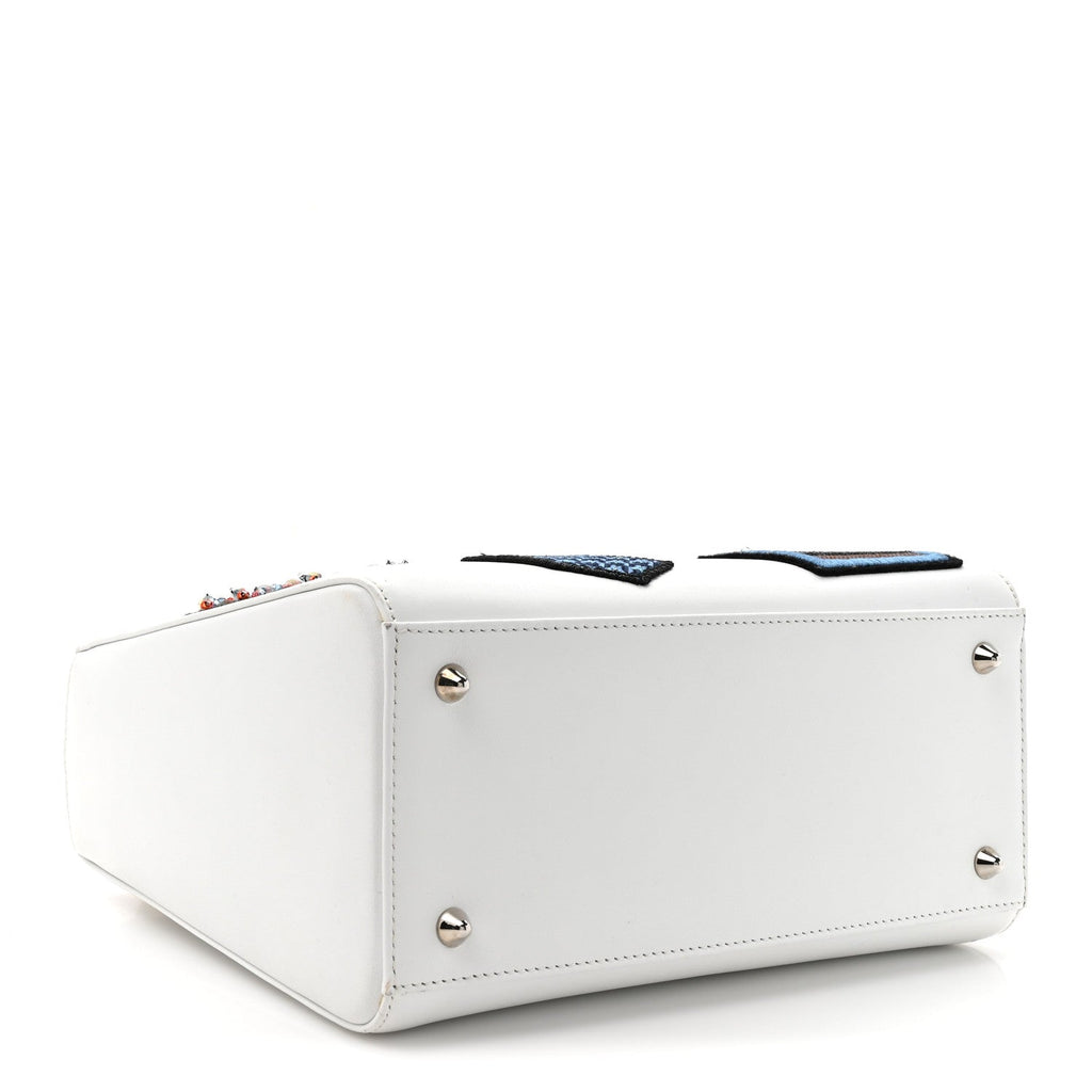 Calfskin Patch Embellished Medium Lady Dior White