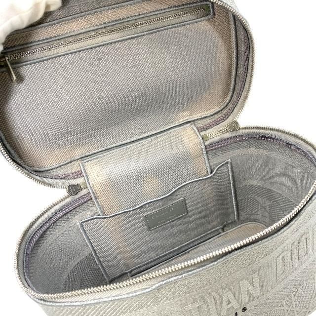Christian Dior Cannage Vanity Handbag Logo Canvas Gray