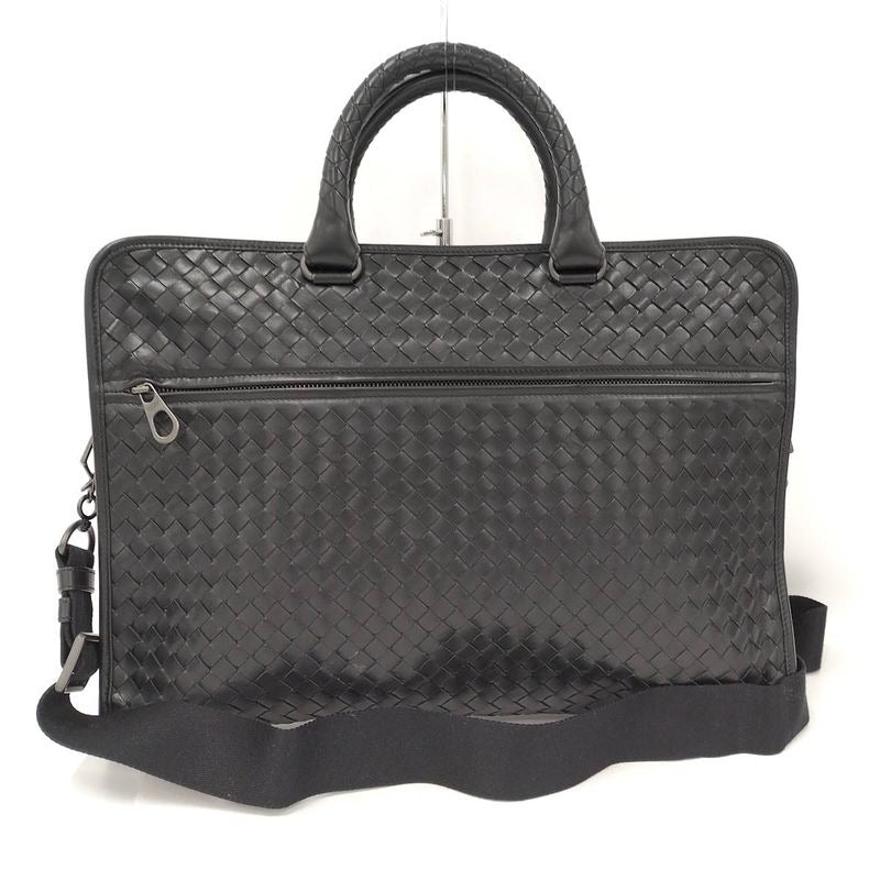 Bottega Veneta 2-Way Shoulder Bag Business Intrecciato Leather Black