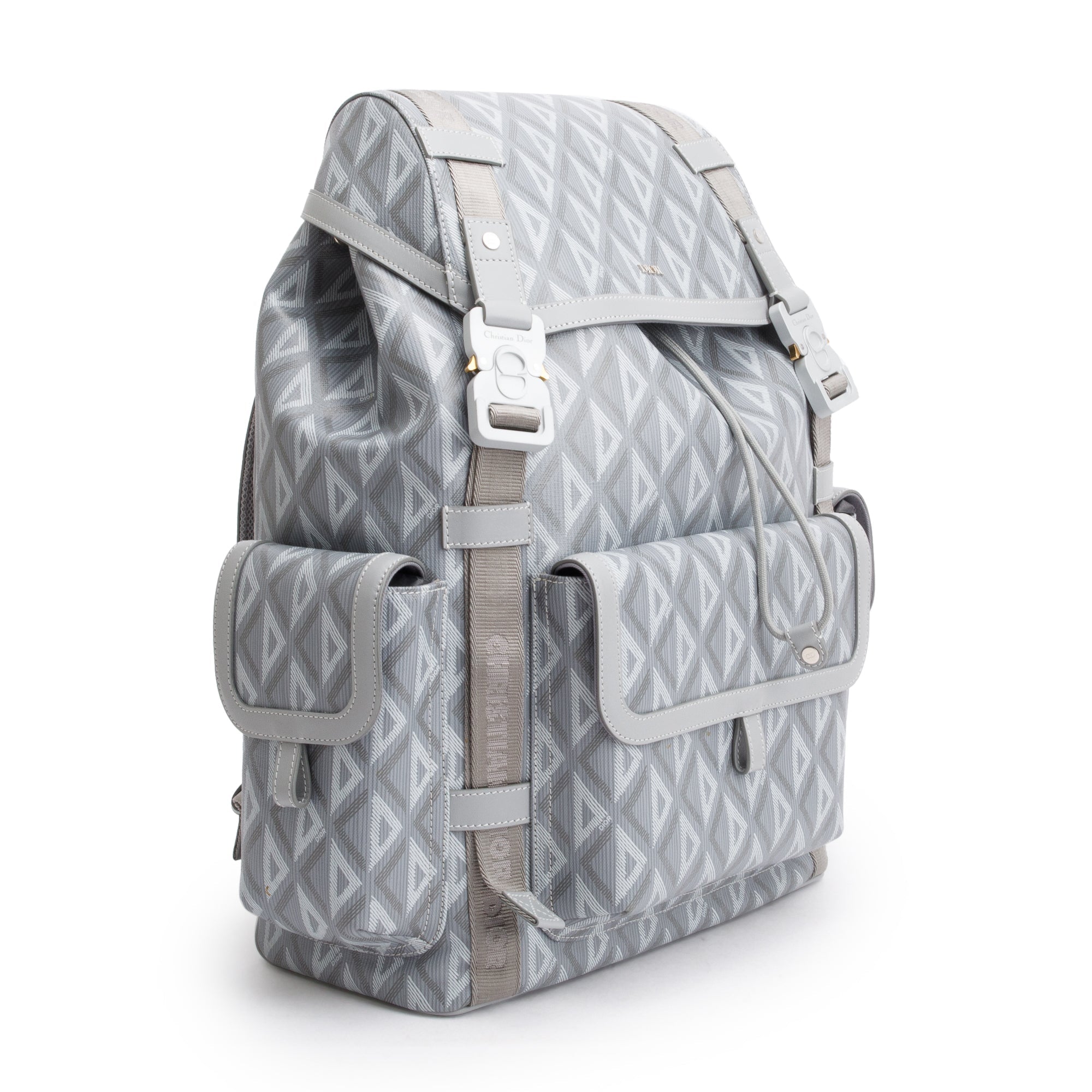 Christian Dior 2023 Grey Diamond Canvas Hit The Road Backpack