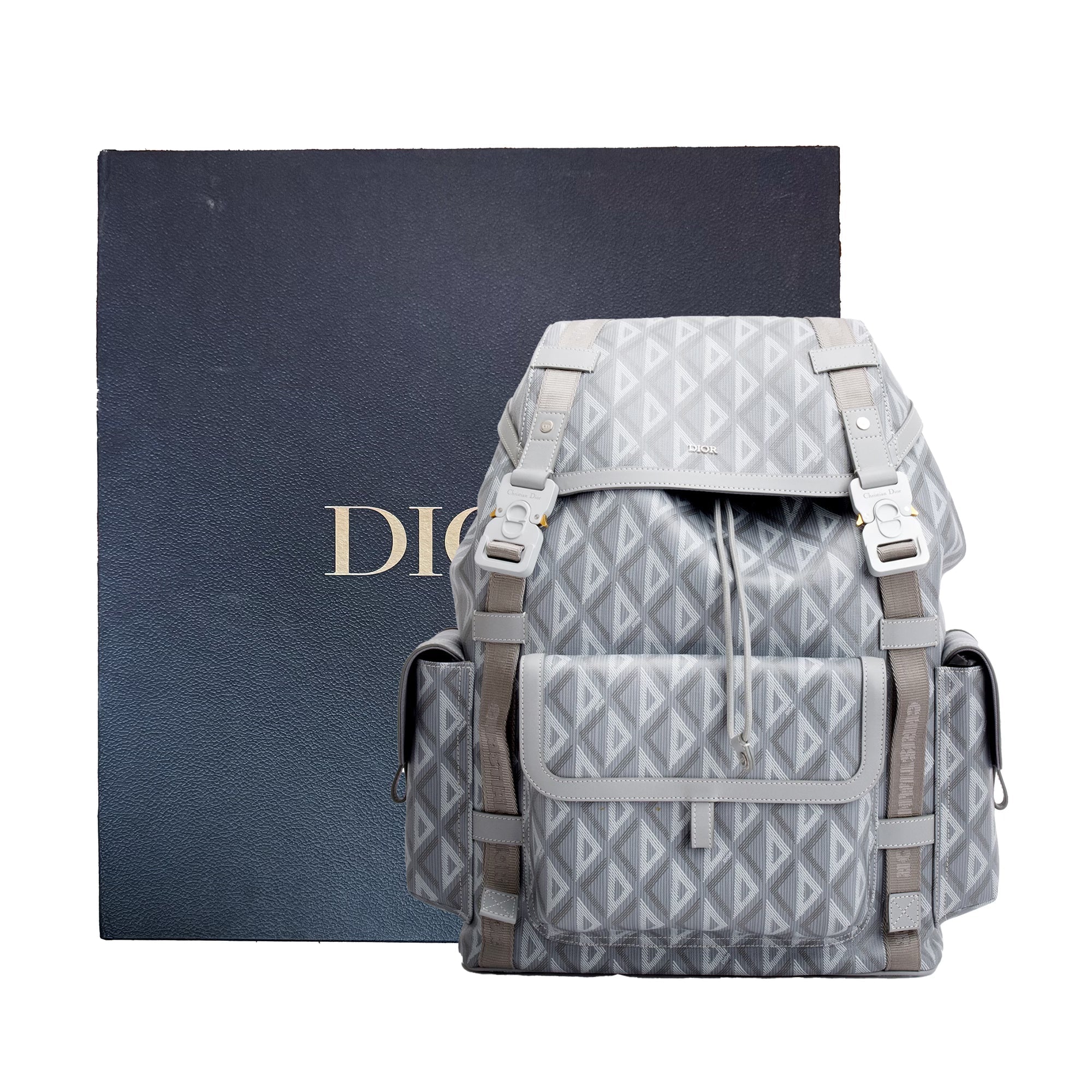 Christian Dior 2023 Grey Diamond Canvas Hit The Road Backpack