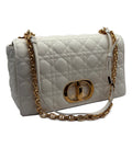 Christian Dior White Cannage Caro Medium Leather Handbag