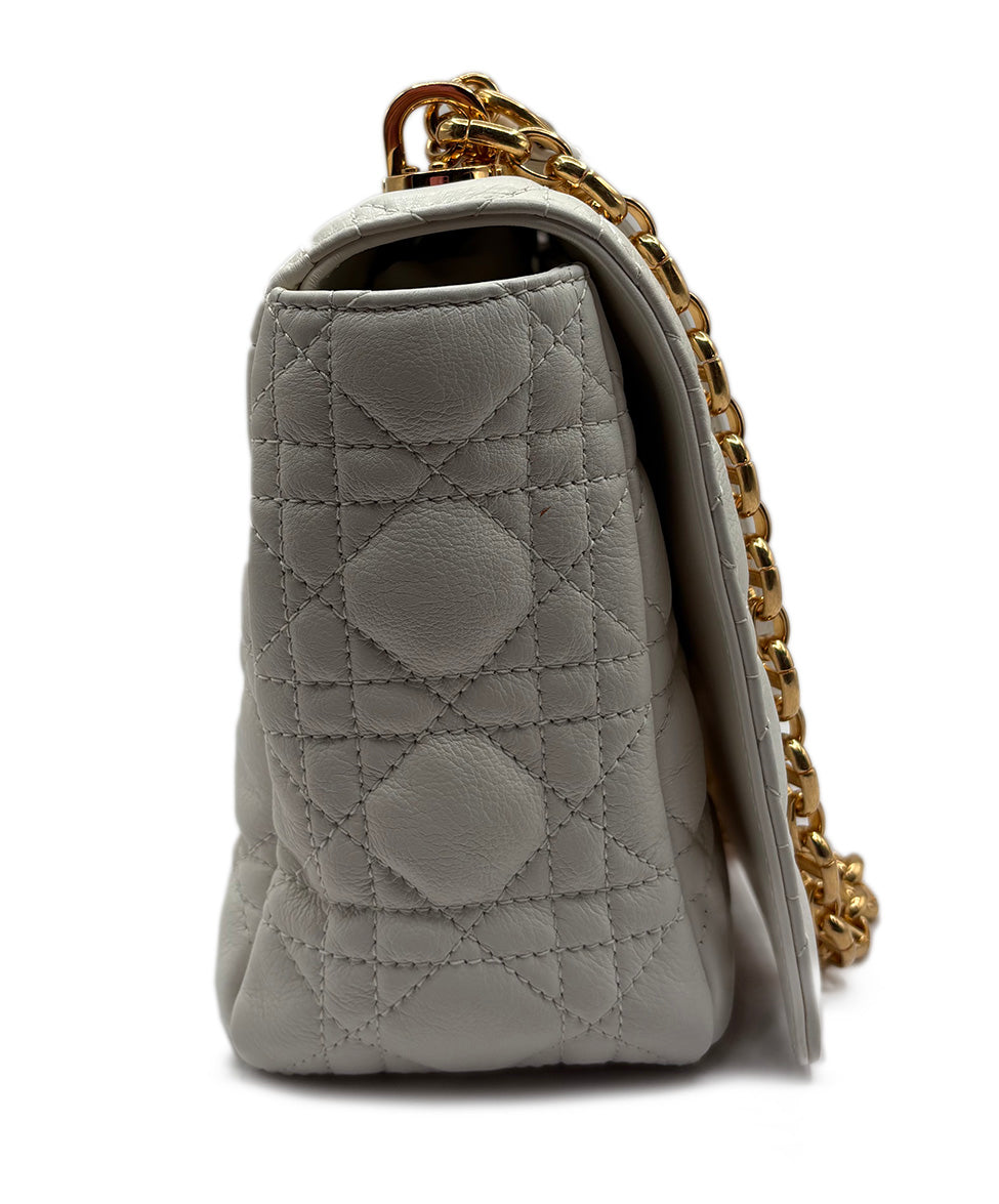 Christian Dior White Cannage Caro Medium Leather Handbag