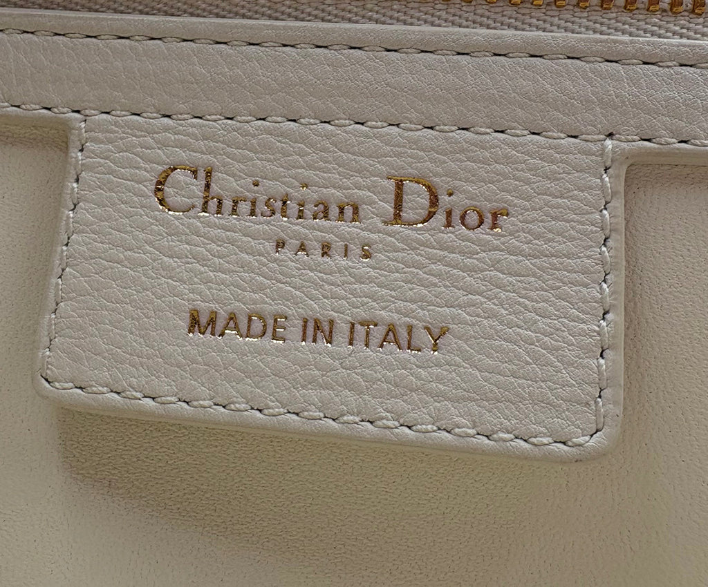 Christian Dior White Cannage Caro Medium Leather Handbag