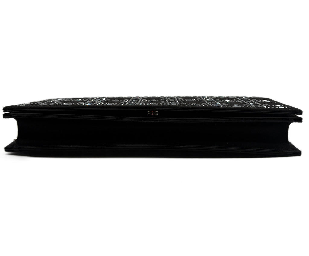 Christian Dior Black Crystal Cannage Clutch