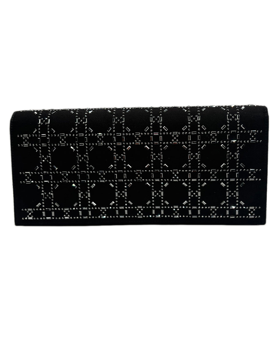 Christian Dior Black Crystal Cannage Clutch