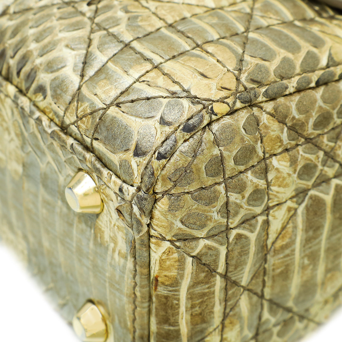 Dior Lady Dior Leather Handbag Gold