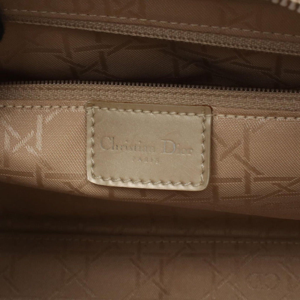 Dior Handbag Maris Pearl Beige Patent Leather 2-Way