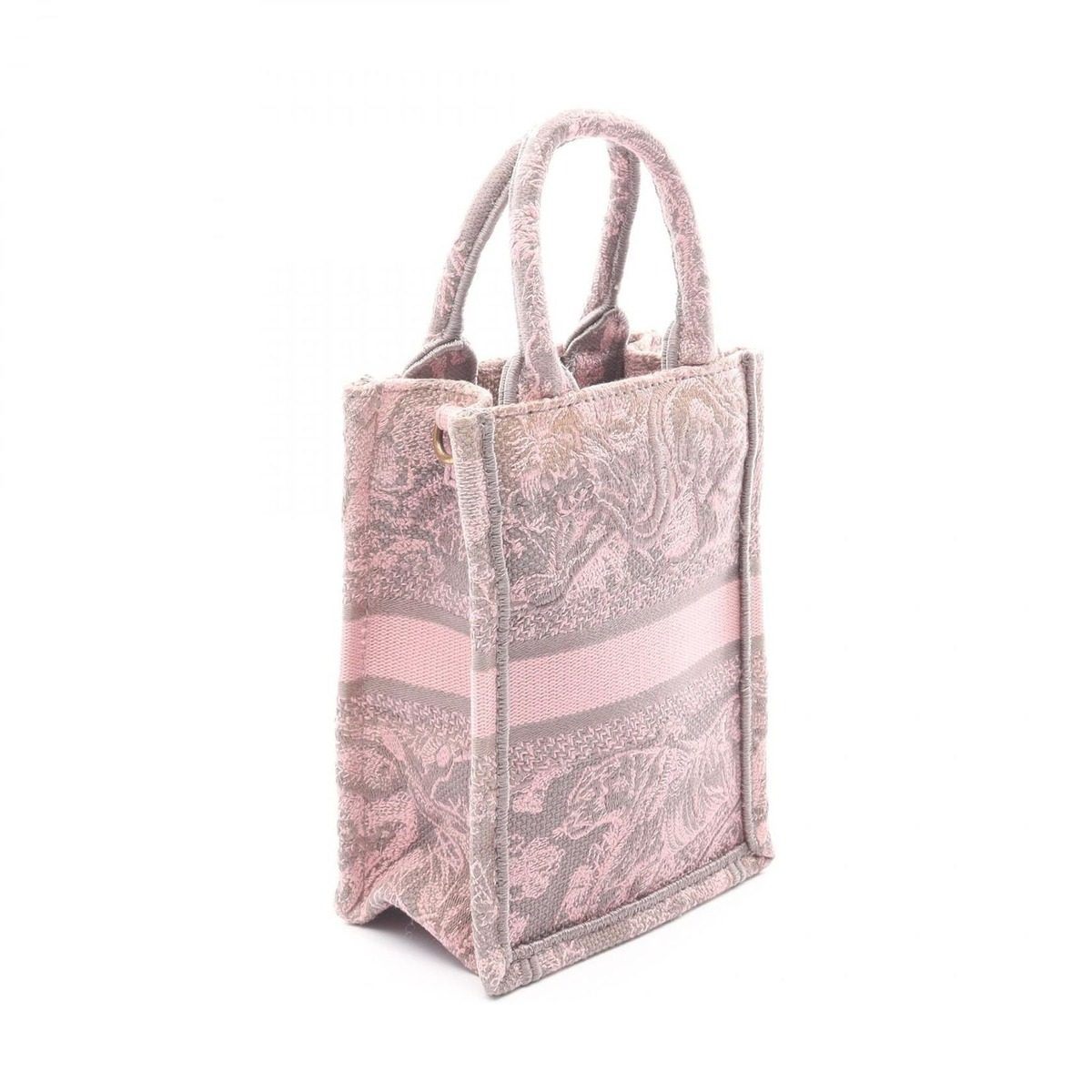 Dior Handbag Book Tote Mini Pink Gray Canvas Vertical