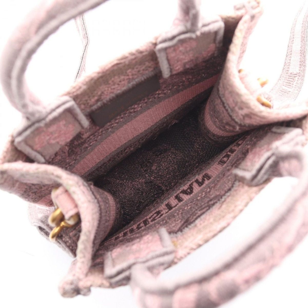 Dior Handbag Book Tote Mini Pink Gray Canvas Vertical