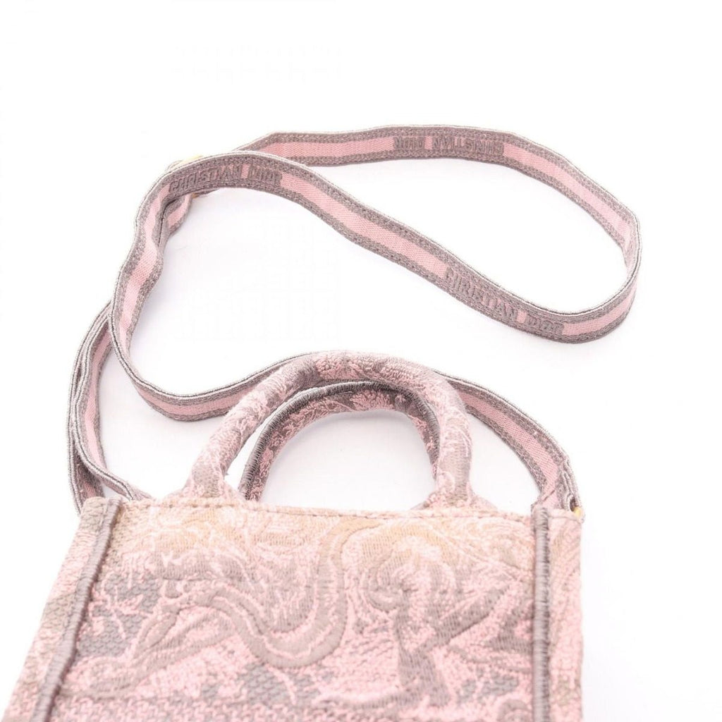 Dior Handbag Book Tote Mini Pink Gray Canvas Vertical