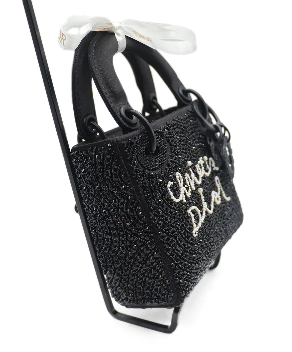 Mini Dior Black Beaded Handbag