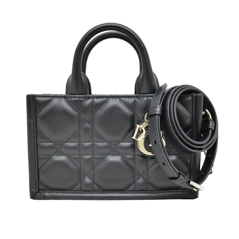 Dior Book Tote Handbag Mini Shoulder Macro Kana Jukafu Black Whp