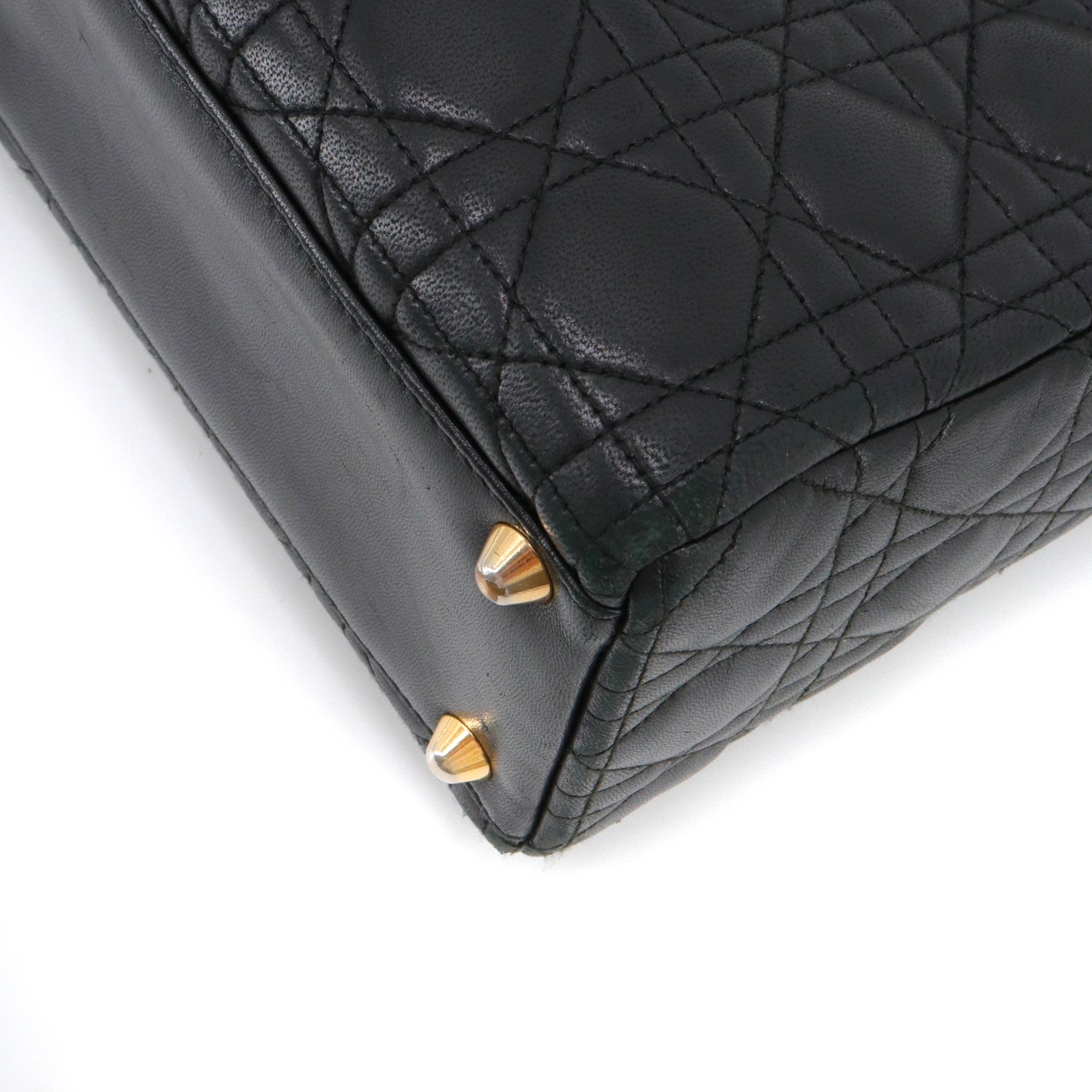 DIOR - Large Lady Dior handbag in vintage black cannage leather