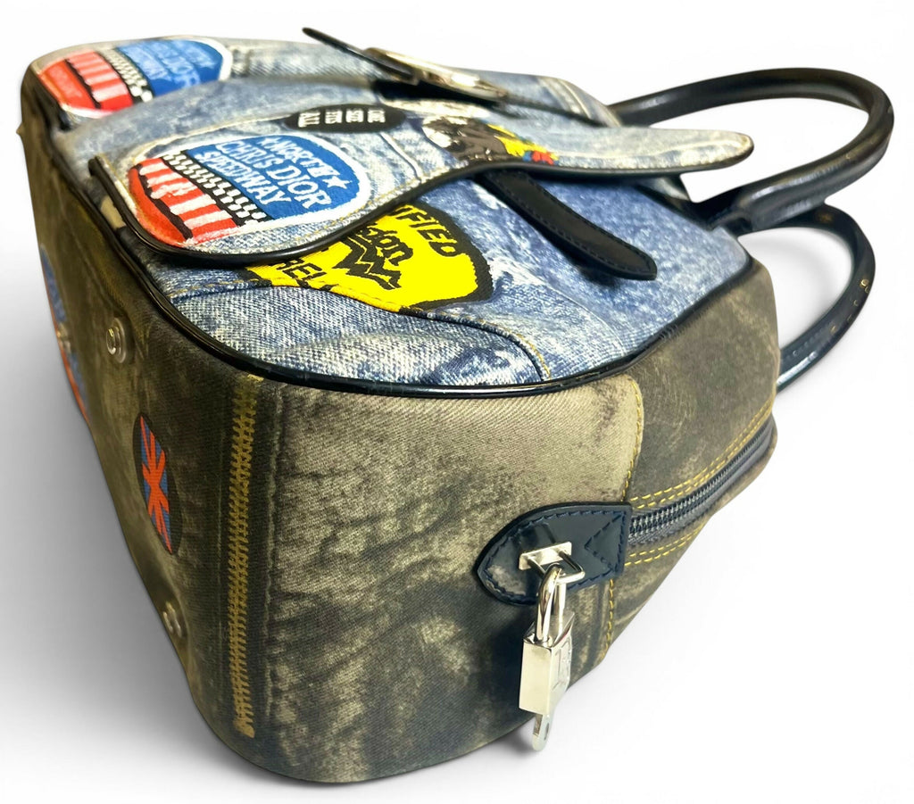CHRISTIAN DIOR 2001 LARGE DENIM SPEEDWAY “Miss Diorella” SADDLE HANDBAG