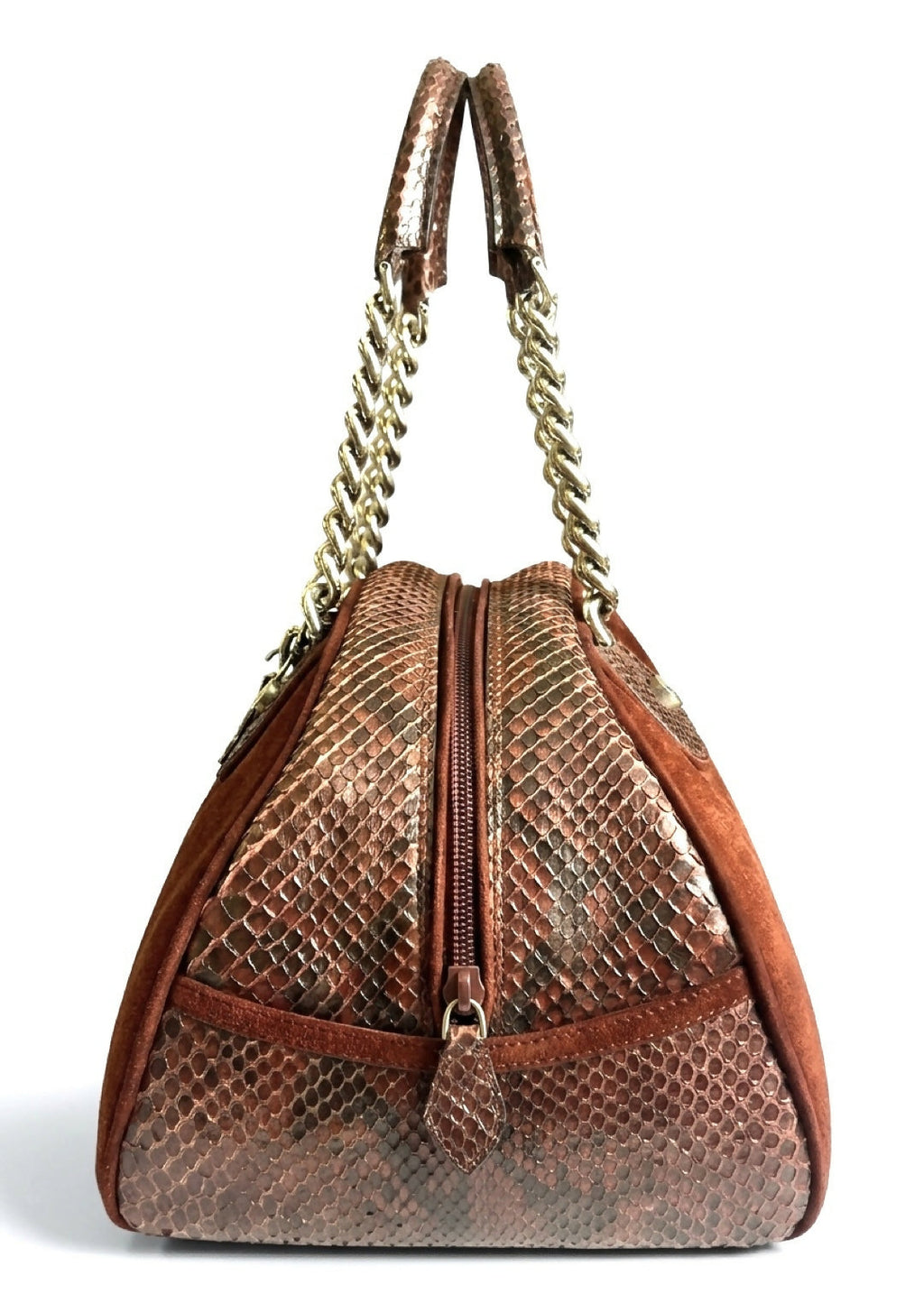 Rare Christian Dior Medium 2004 F/W Burgundy Suede Python Dice Gambler Bowling Bag