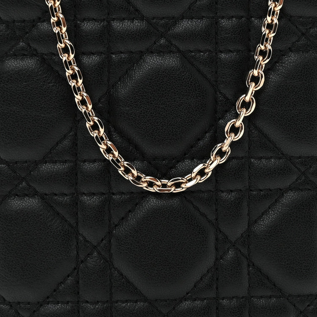 Lambskin Cannage Lady Dior Phone Holder Black