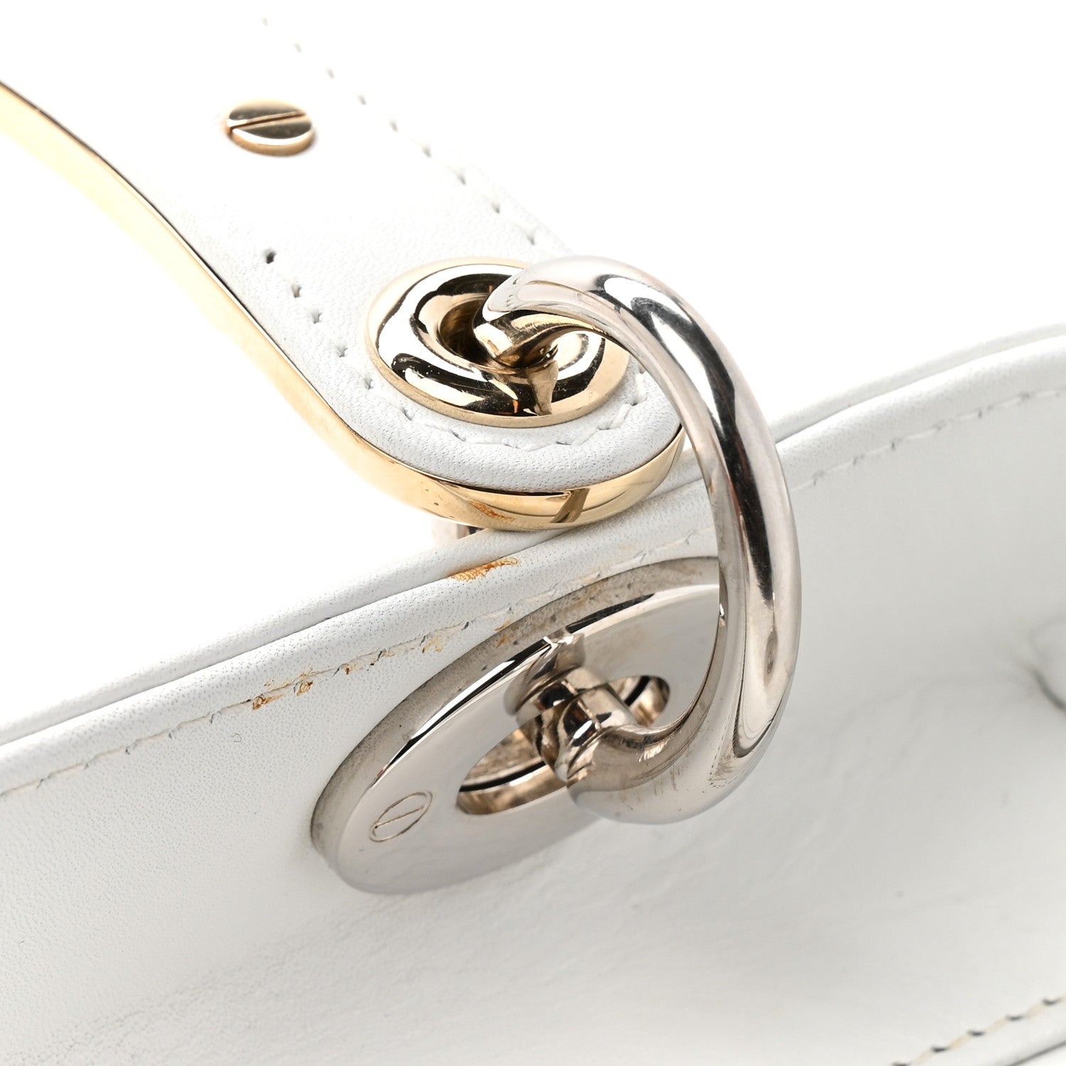 Calfskin Patch Embellished Medium Lady Dior White