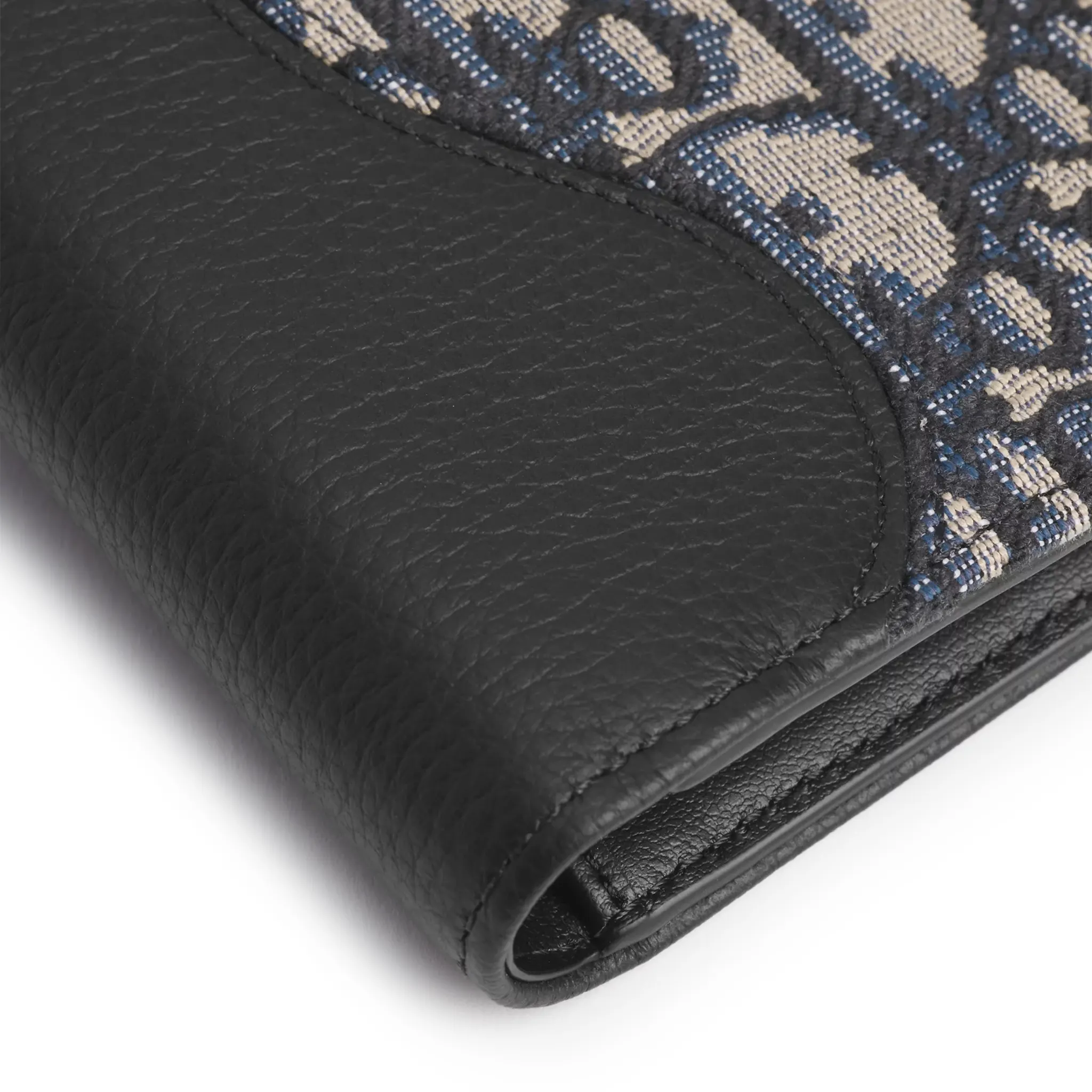 Dior Grained Calfskin Black and Beige Saddle Bifold Wallet