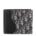 Dior Grained Calfskin Black and Beige Saddle Bifold Wallet