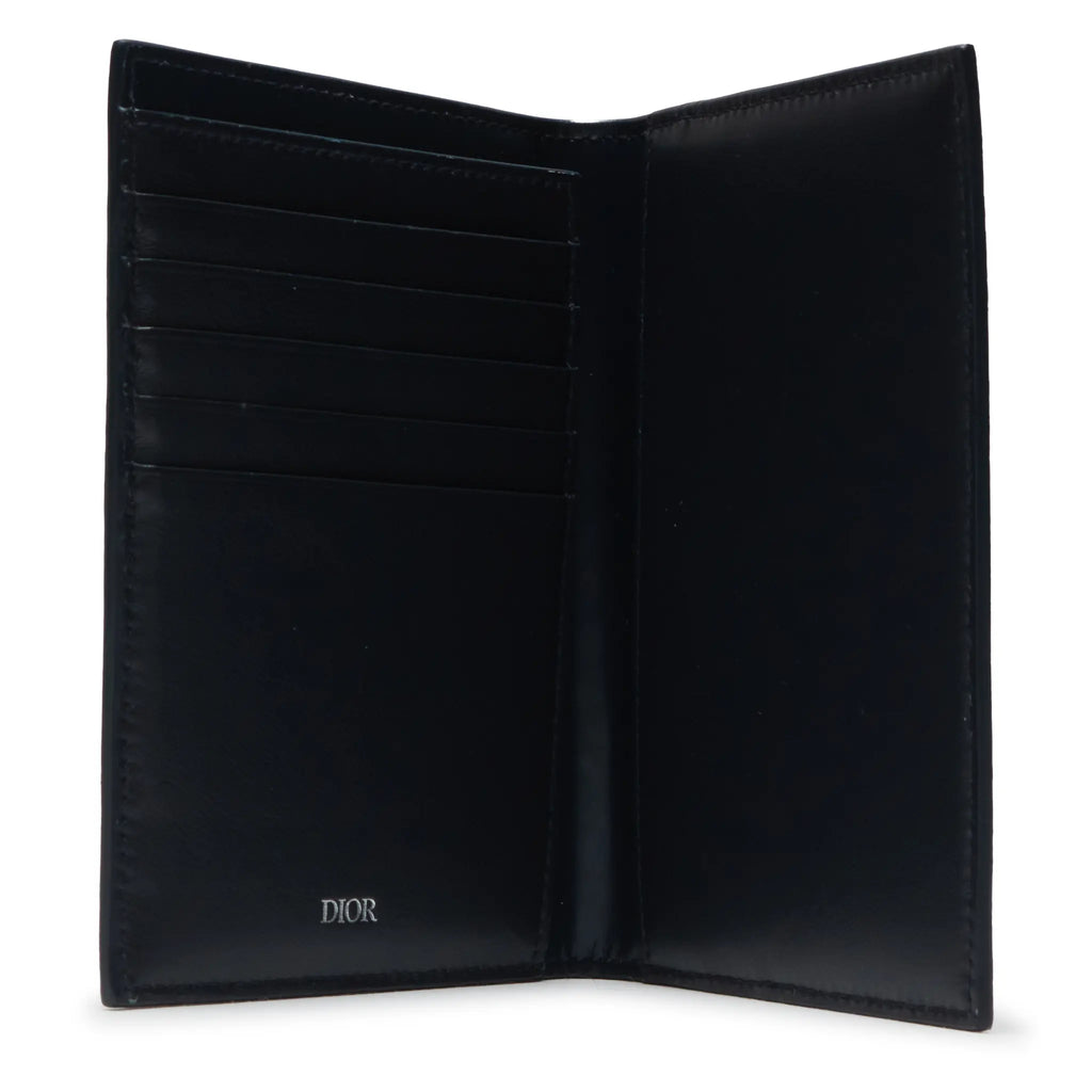 Dior Christian Dior Leather Navy Blue Bifold Passport Card Wallet