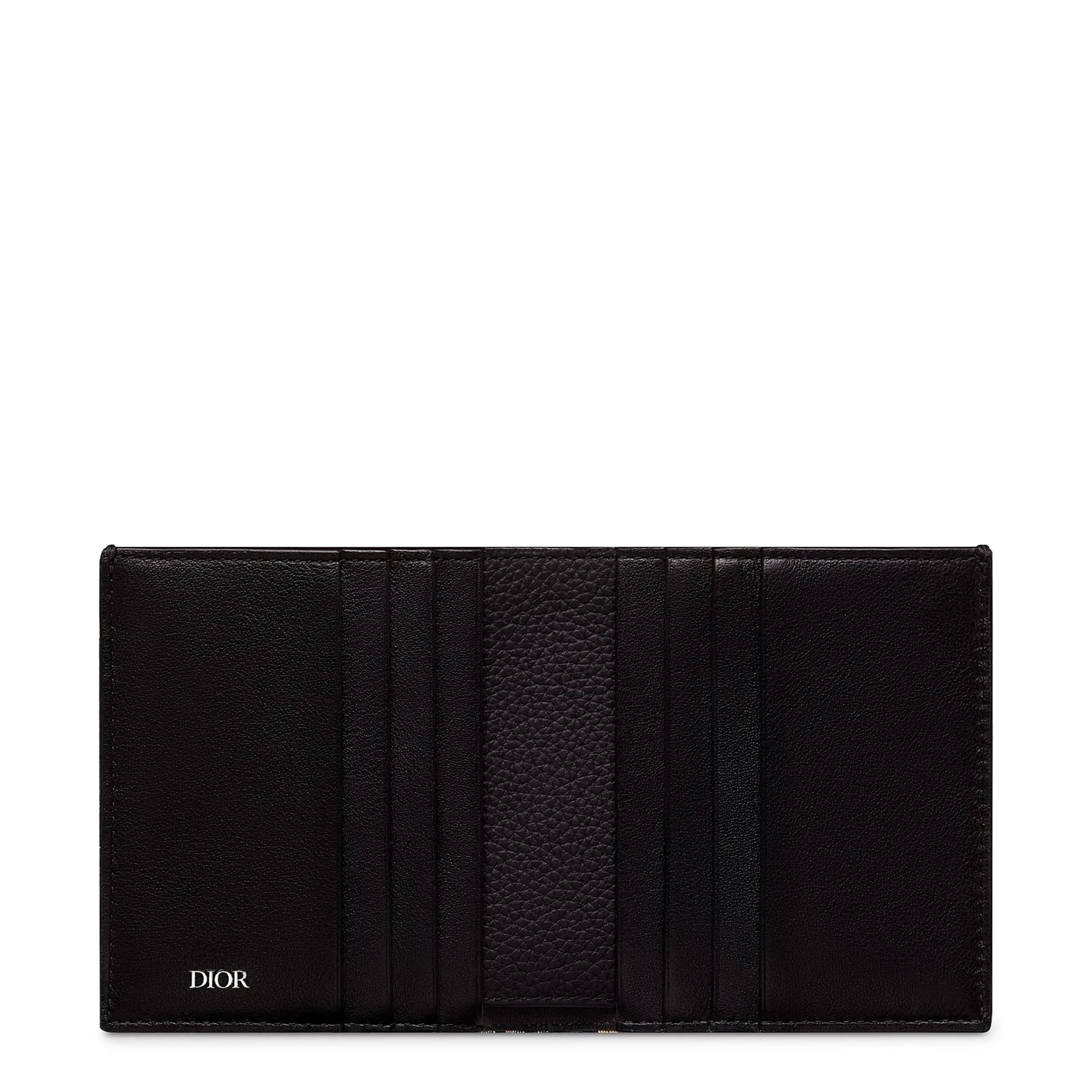 Dior Oblique Jacquard Beige and Black Vertical Bifold Wallet