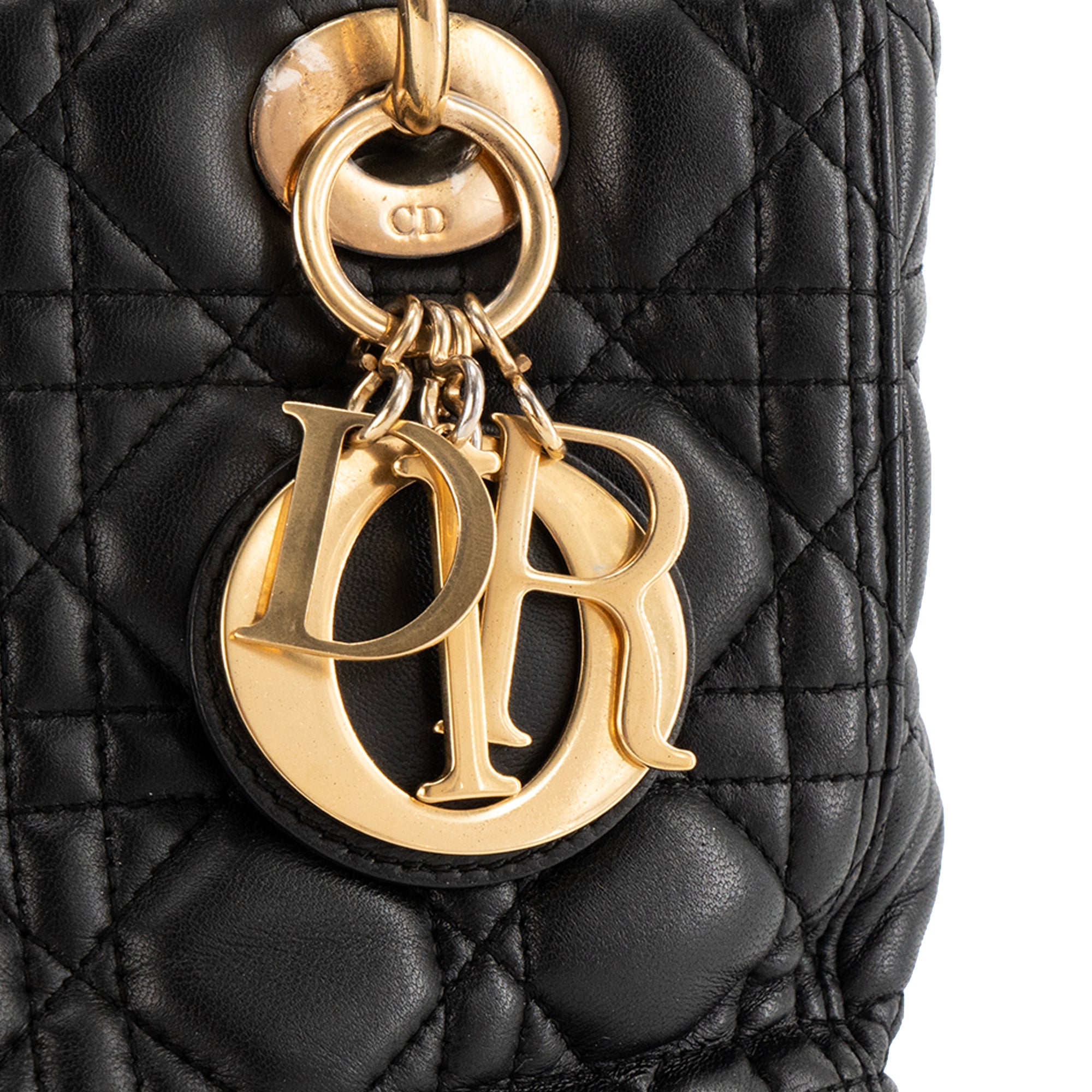 DIOR - Lady Dior medium Dior handbag in vintage black cannage black leather