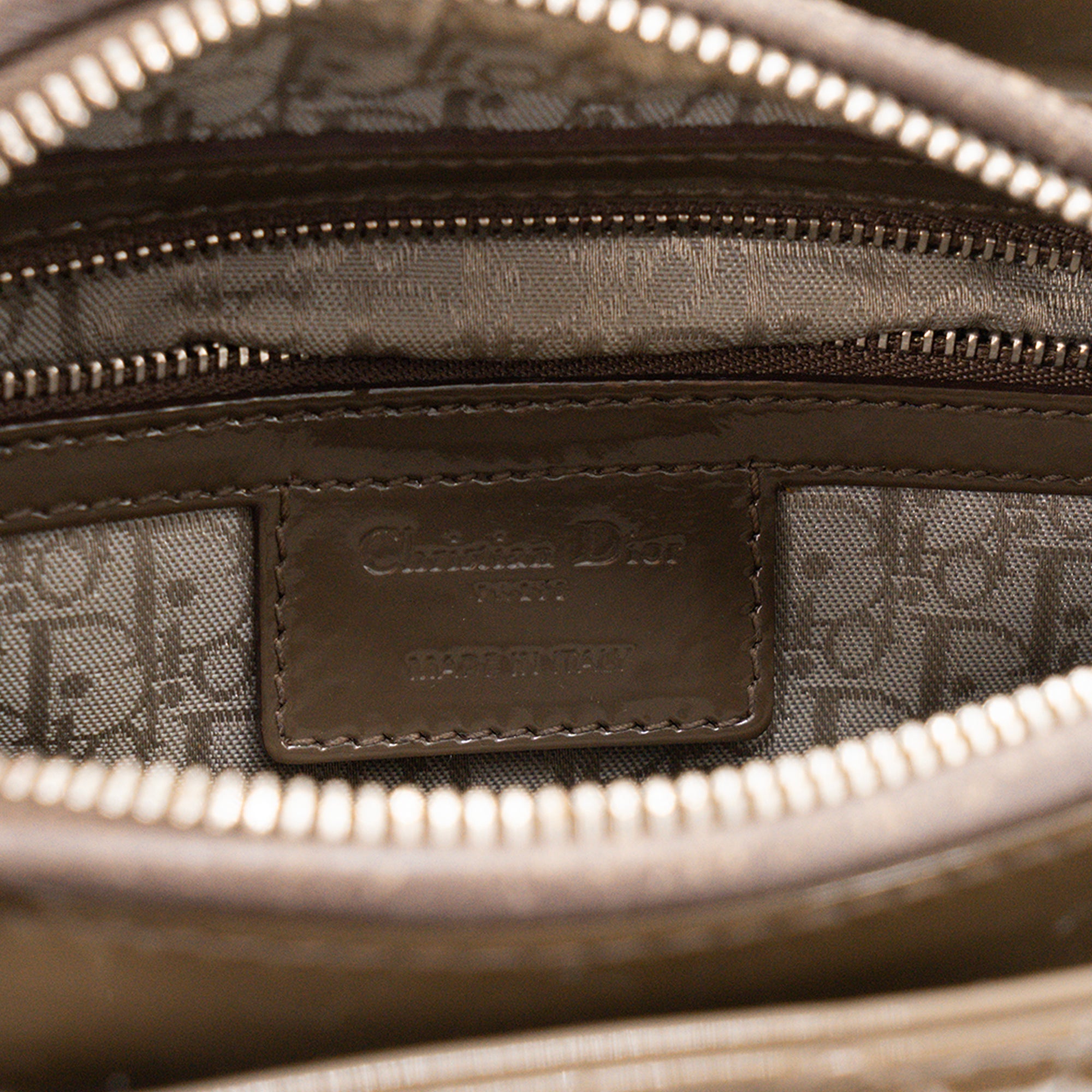 DIOR - Lady Dior medium Dior handbag in brown cannage patent leather