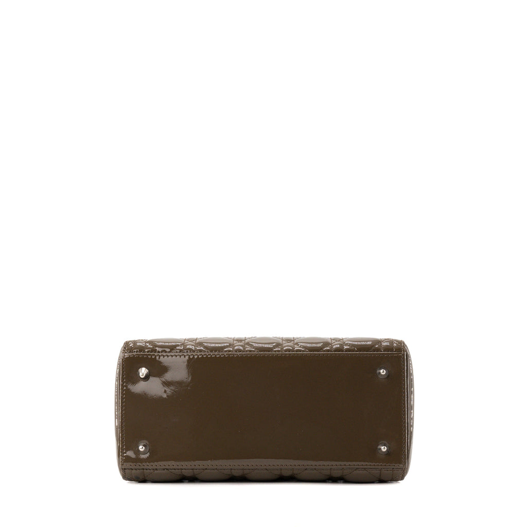 DIOR - Lady Dior medium Dior handbag in brown cannage patent leather